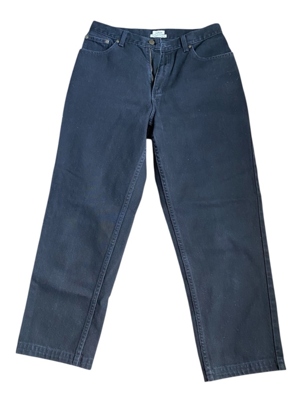 100% Cotton L.L. Bean Navy Cropped Straight-Leg Jeans